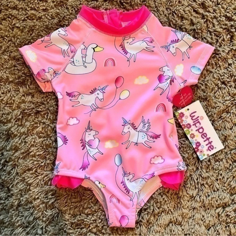 💚 NWT! Wippette infant unicorn one piece swim suit